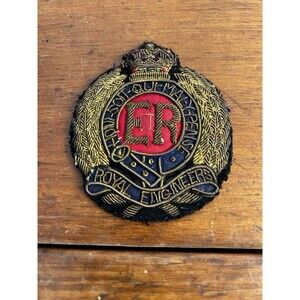 Vintage Royal Engineers Embroidered Bullion Blazer Badge Patch British Army